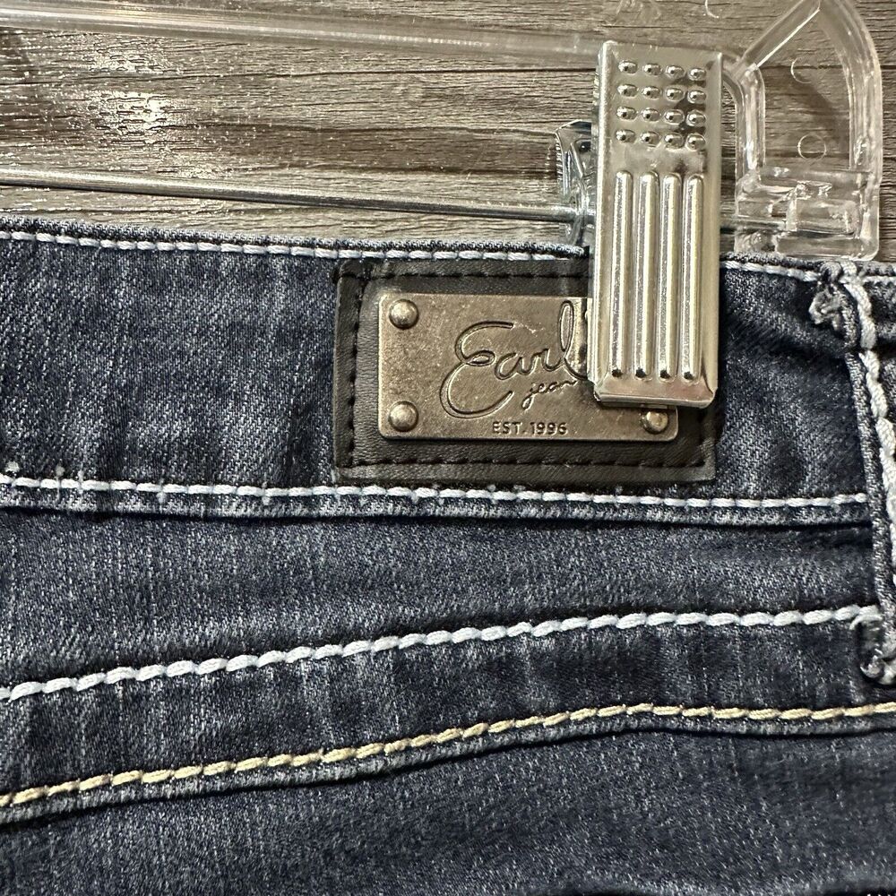 Earl Jeans Straight Leg Womens Denim Jeans Size 6 Embroidered Bling Flap Pocket - Picture 8 of 9